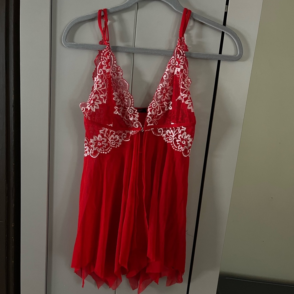 Vintage Red Babydoll Lace Lingerie
